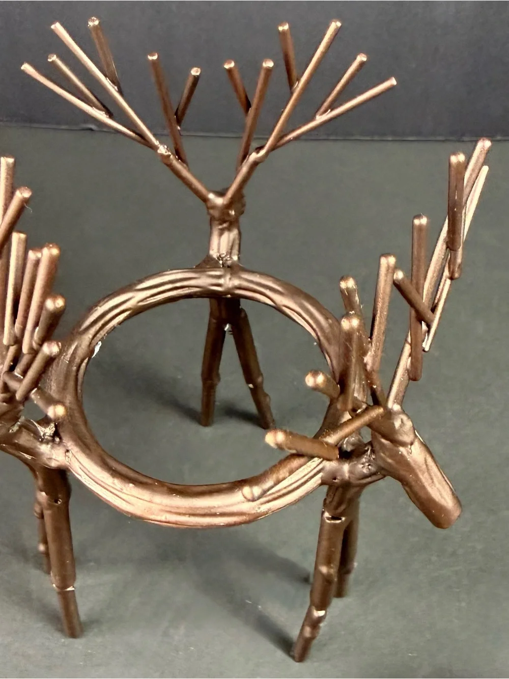 Yankee Candle Deer Votive Candle Holder Bronze Brown Metal Clear Glass Antlers